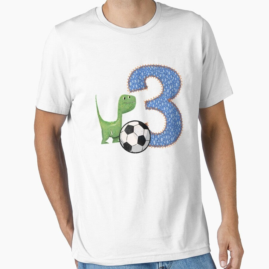 3th Birthday Dino Football Soccer for Boys Essential T-Shirt
