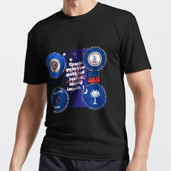 4 Patriotic States Of Usa Active T Shirt