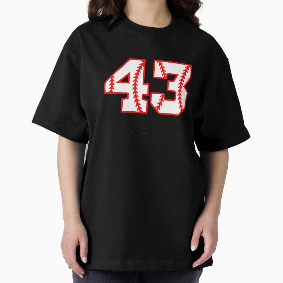 43 Number Baseball Forty-three Sport Oversized T-Shirt