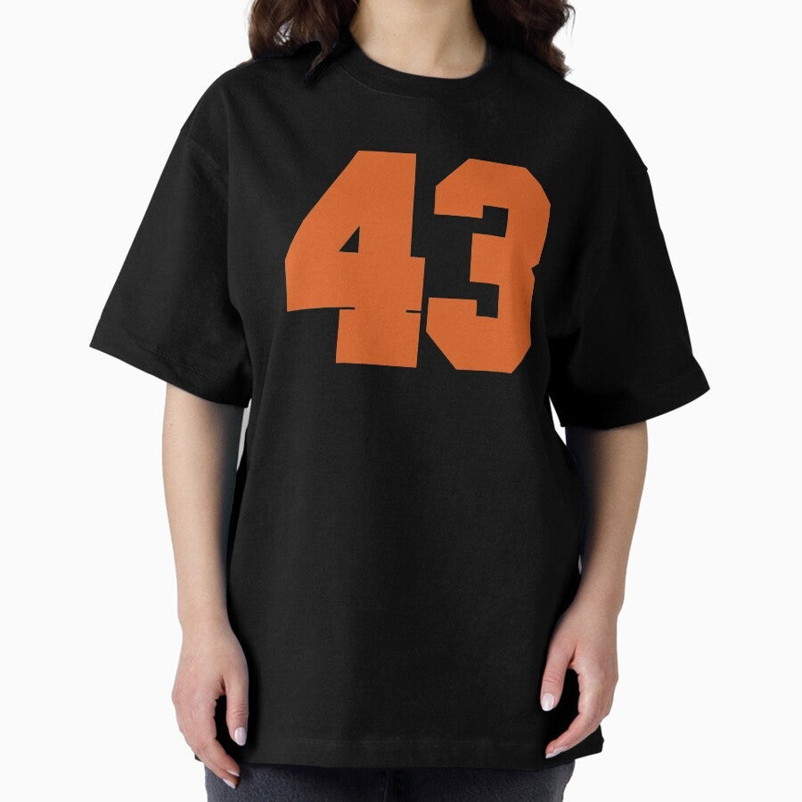 43 Number Cleveland Sports Fourty-Three Brown Jersey Oversized T-Shirt