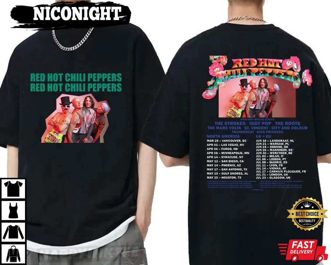 2023 Red Hot Chili Peppers America Tour Both Side T-Shirt, Red Hot Chili Peppers World Tour 2023 , Red Hot Chili Peppers Shirt