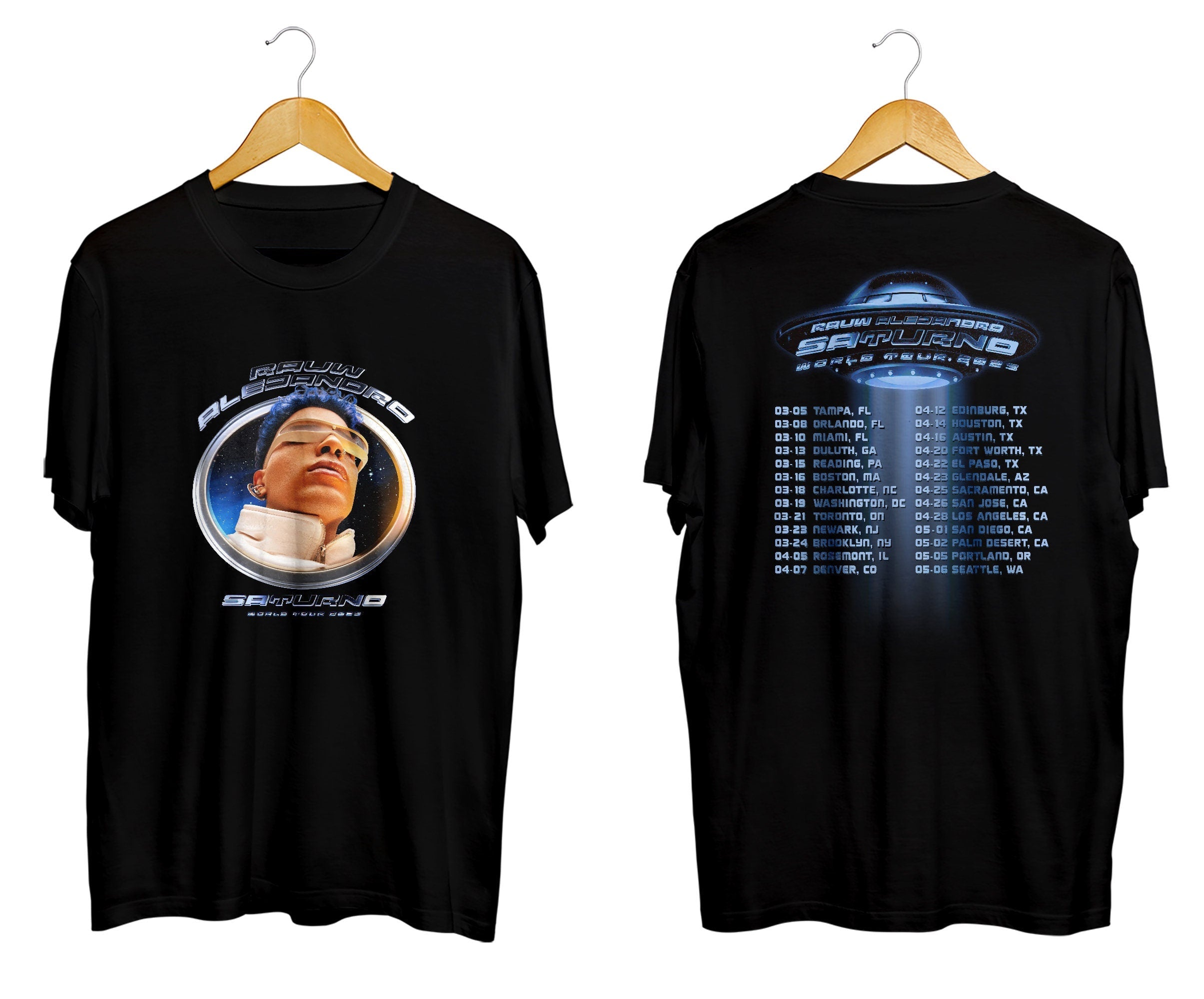 2 Sides Saturno Tour Shirt Rauw Alejandro World Tour 2023 T Shirt