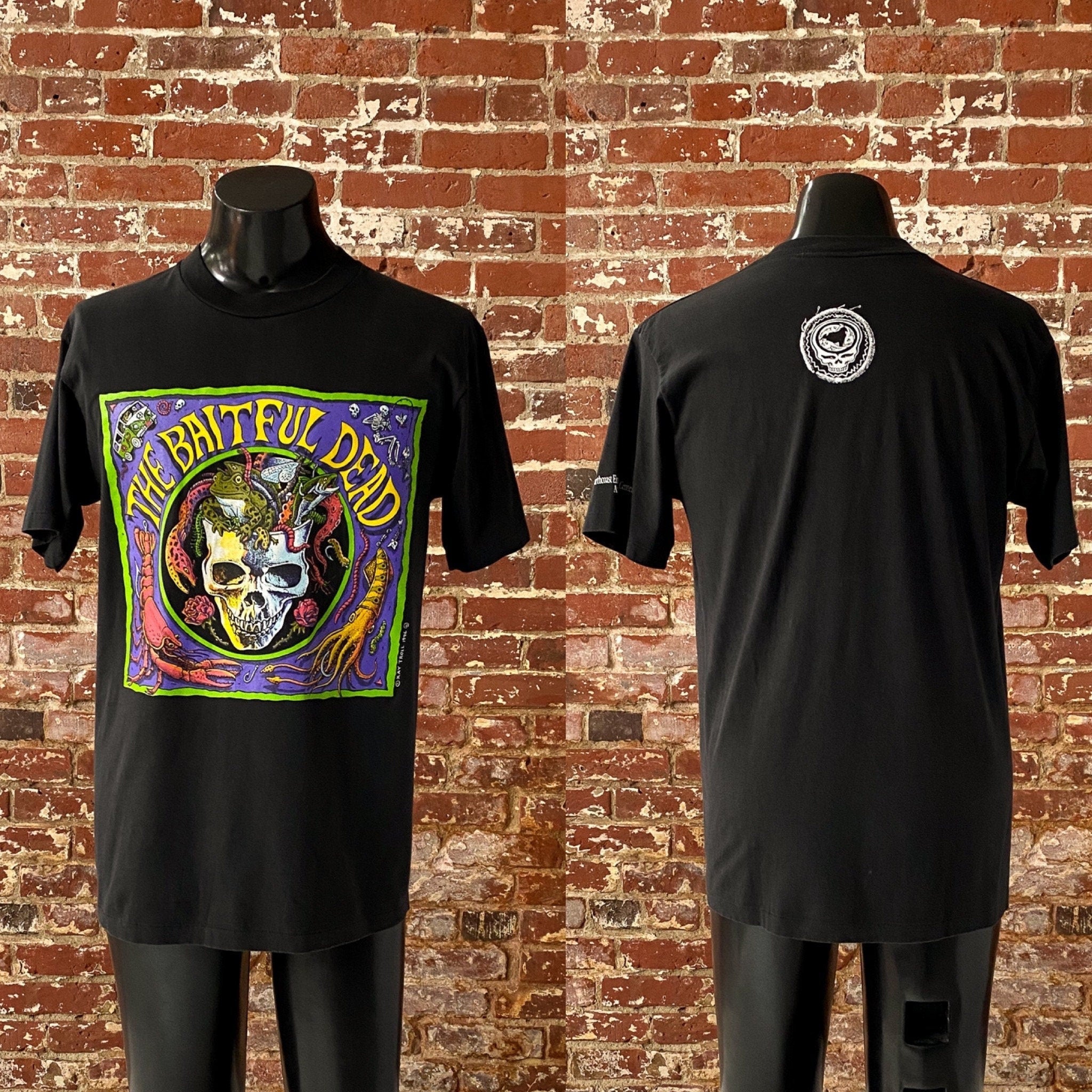 90s Baitful Dead Ray Troll Dead Head T-Shirt. 1996 Ray Troll