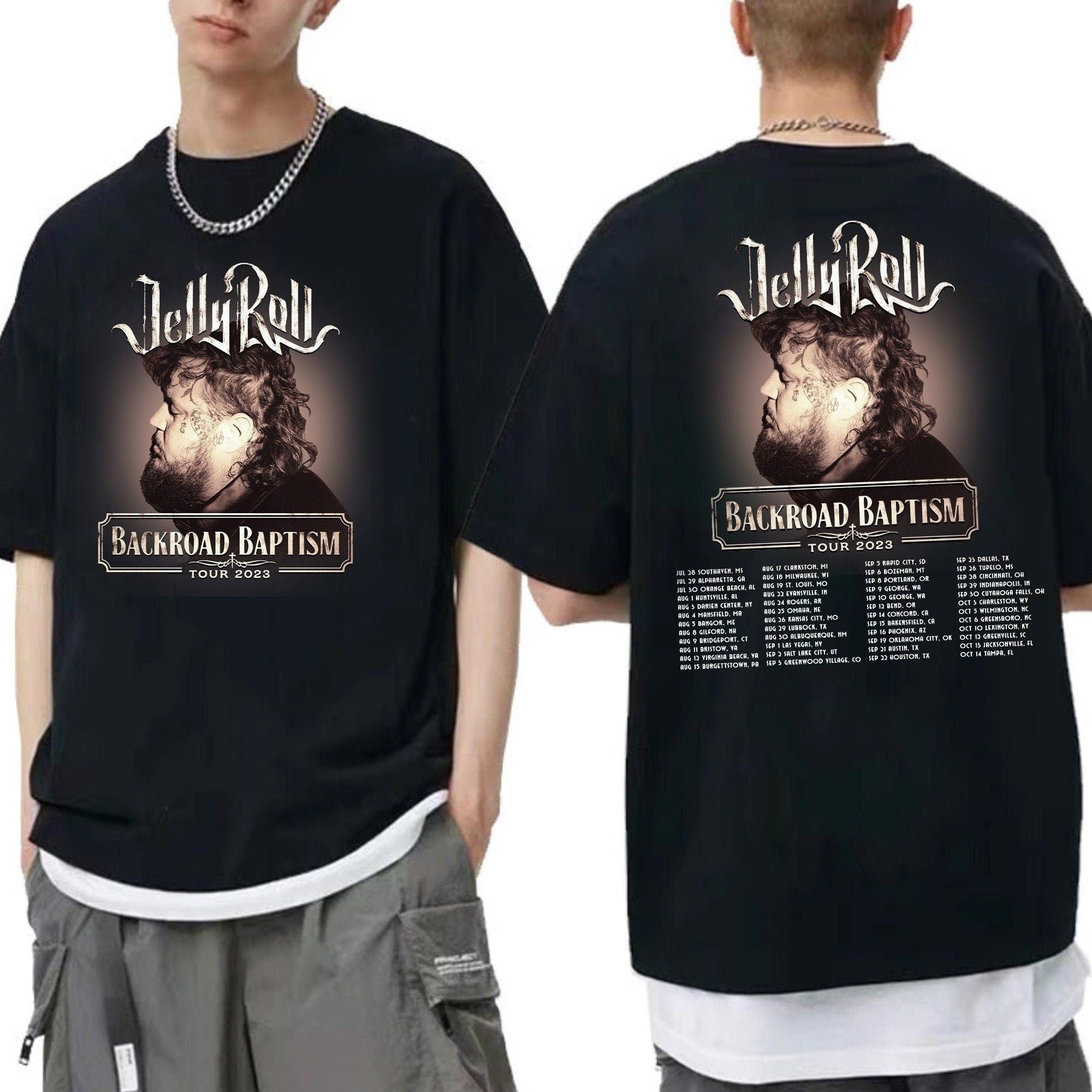 Jelly Roll 2023 Tour Shirt, Jelly Roll Backroad Baptism 2023 Tour Shirt, Music 2023 Tour Shirt