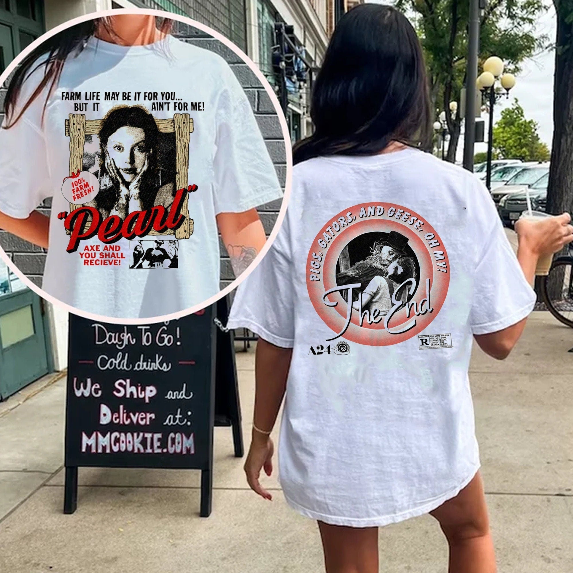 2 Sided Pearl T-Shirt, Pearl Movie Pig Gators and Geese Shirt,