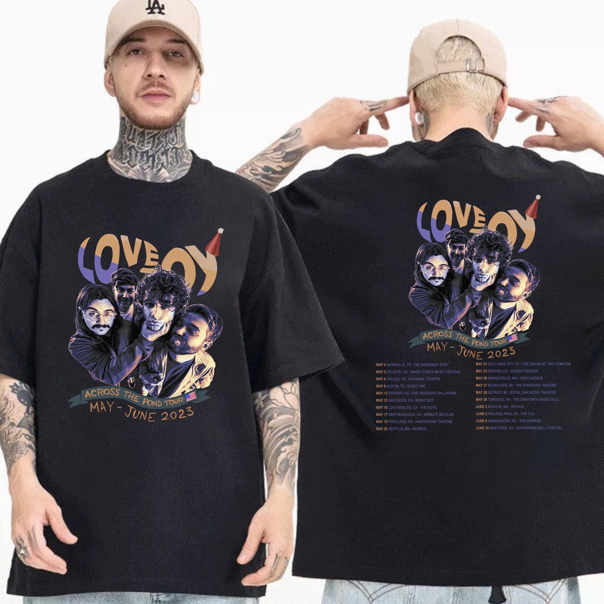 Across The Pond Tour 2023 Shirt, The Lazy Cat Tee, Lovejoy Tour Fan Gift