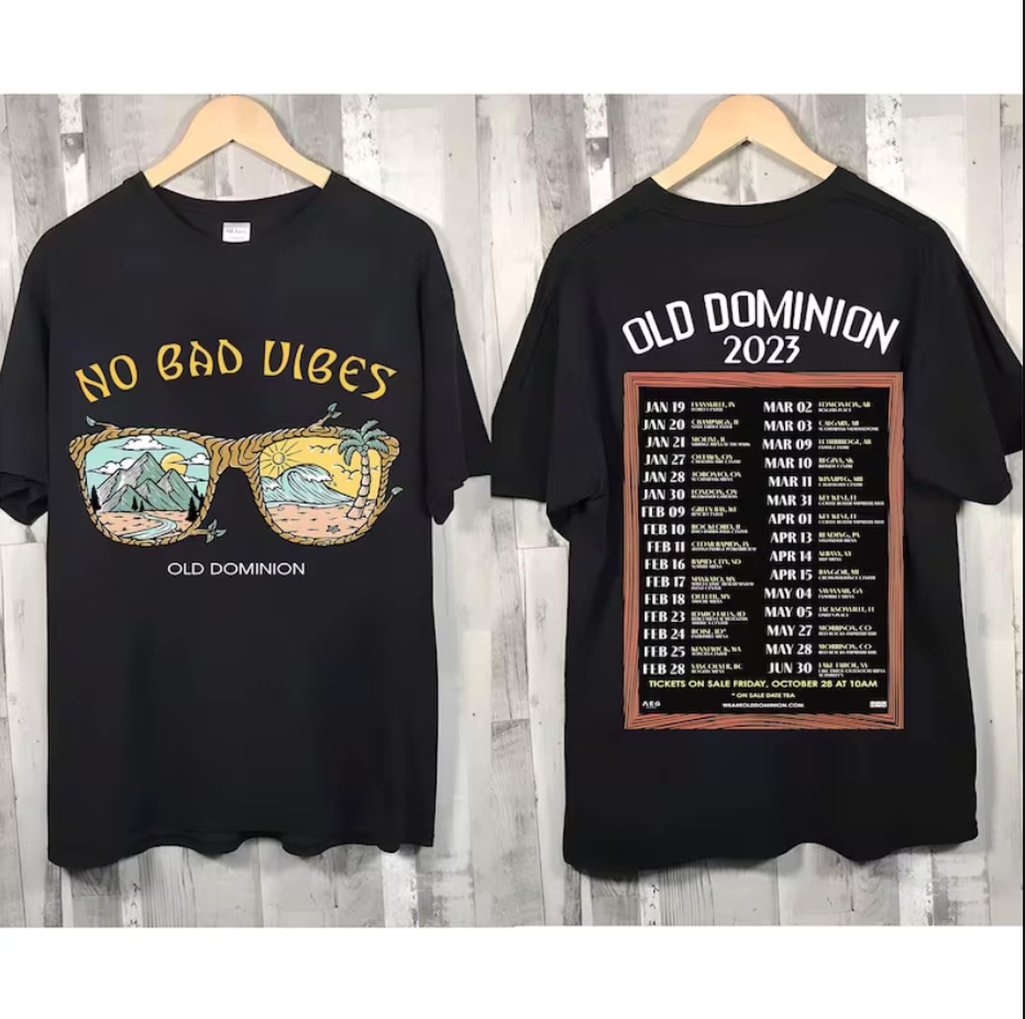 Old Dominion Band No Bad Vibes Tour 2023, Music Tour 2023 Shirt