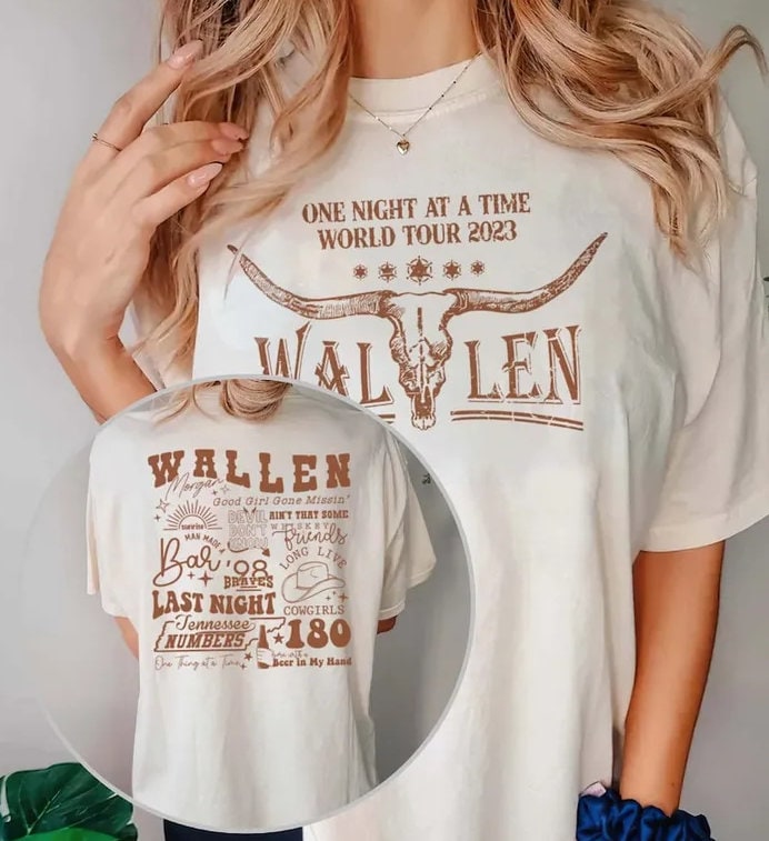Wallen Western World Tour 2023 One Night At A Time 2 Side Shirt, Country Music Shirt