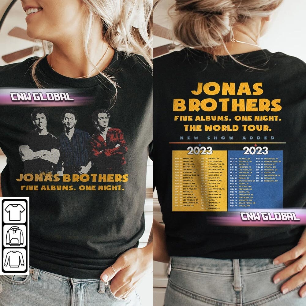 Jonas Brothers Music Shirt, Five Albums One Night World Tour 2023 Shirt