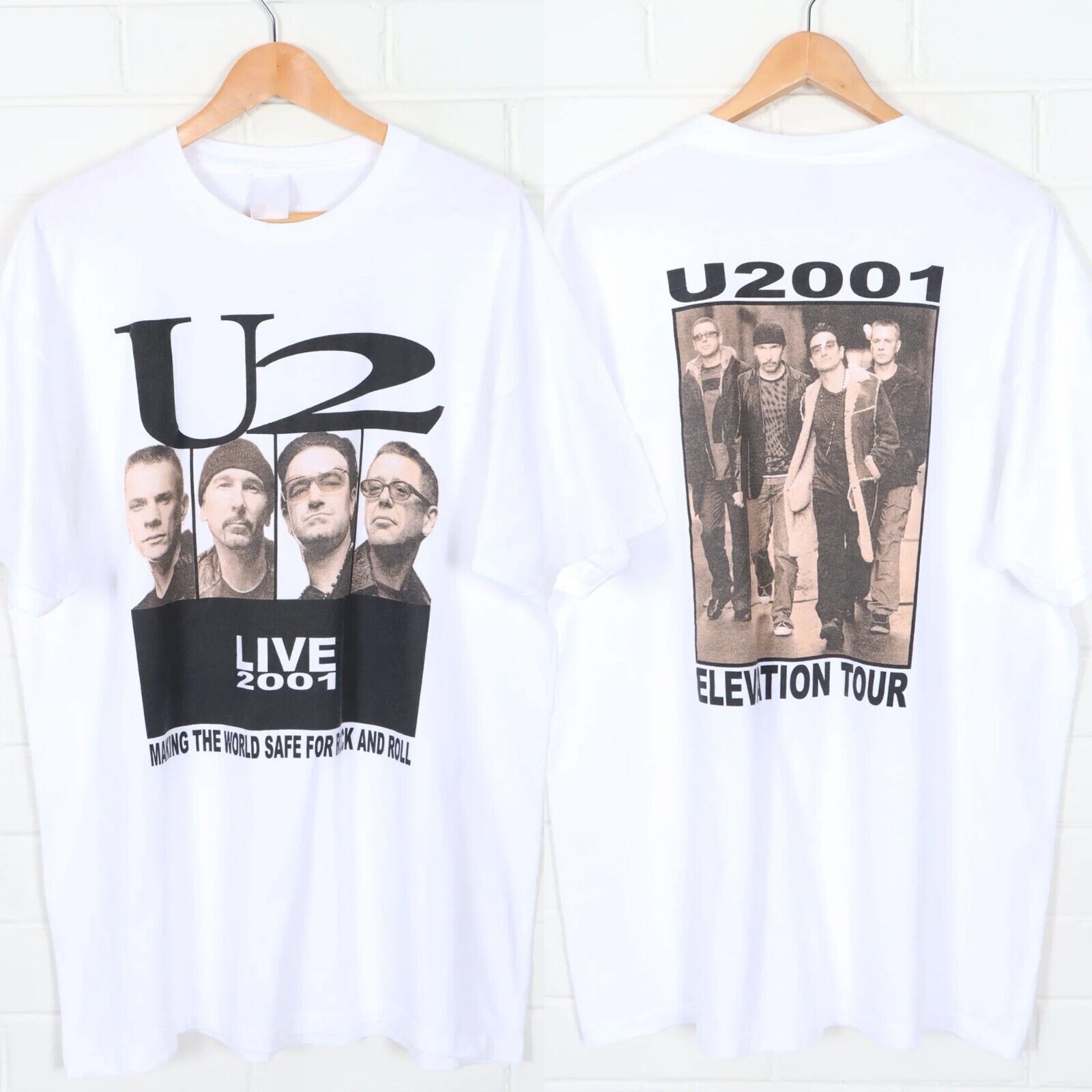 Vintage U2 Live 2001 Elevation Tour Rock Music Band T-shirt