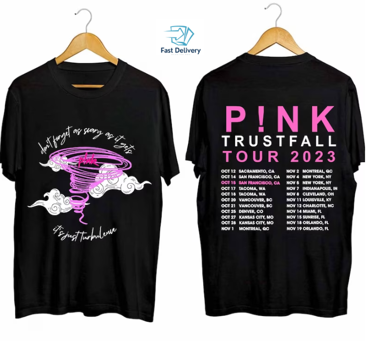 Pink Summer Nk Tour 2023 Singer Concert T-Shirt Trustfall Music Fan Gif