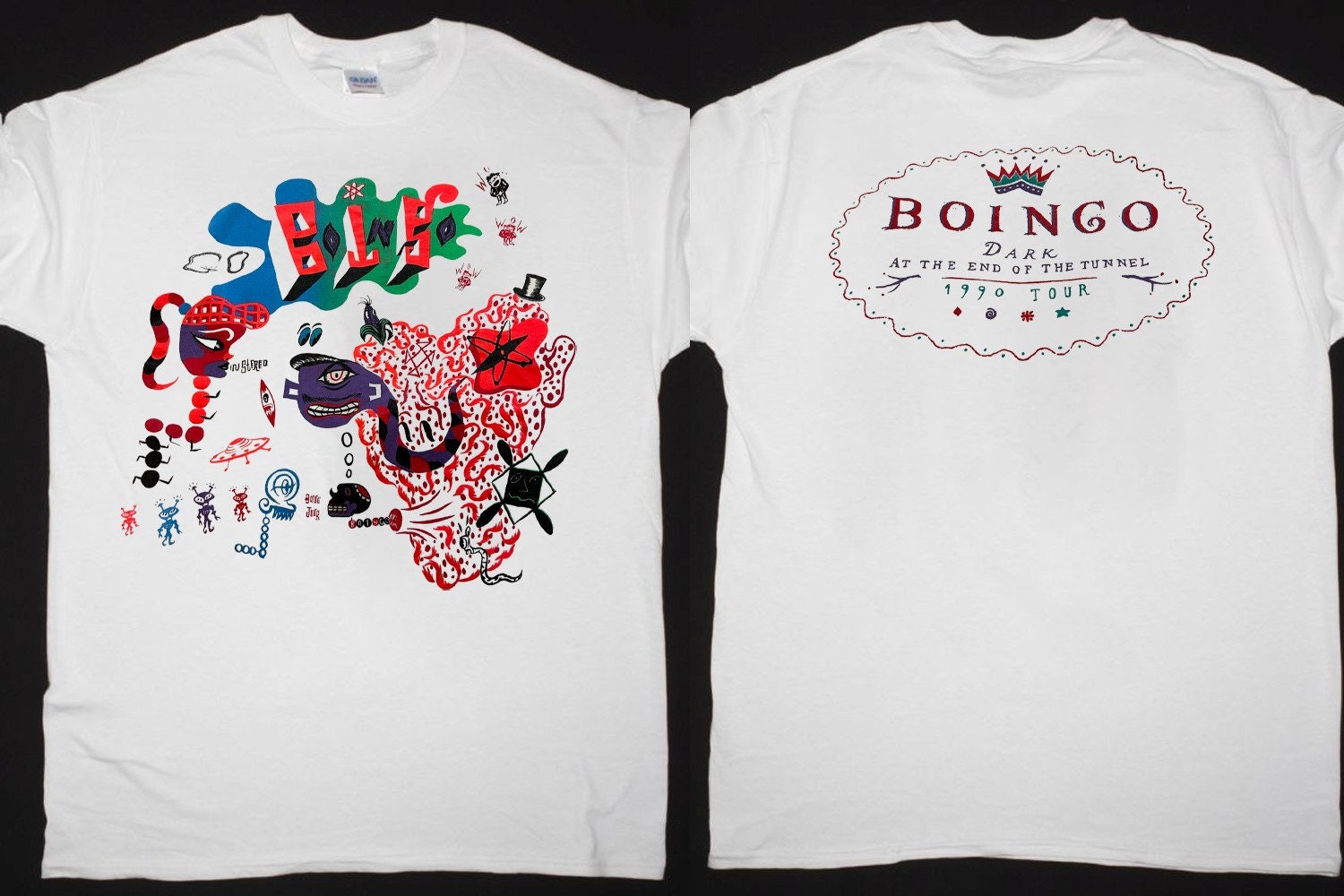 90s BOINGO Dark At The End Of The Tunnel 1990 Tour T-Shirt