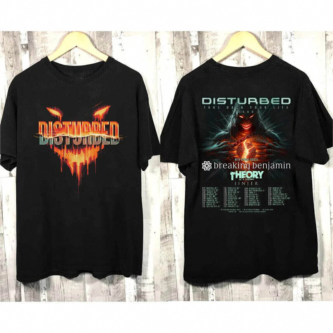 Tour 2023 Disturbed Band T-Shirt Black Life Concert Gift Music for Fan