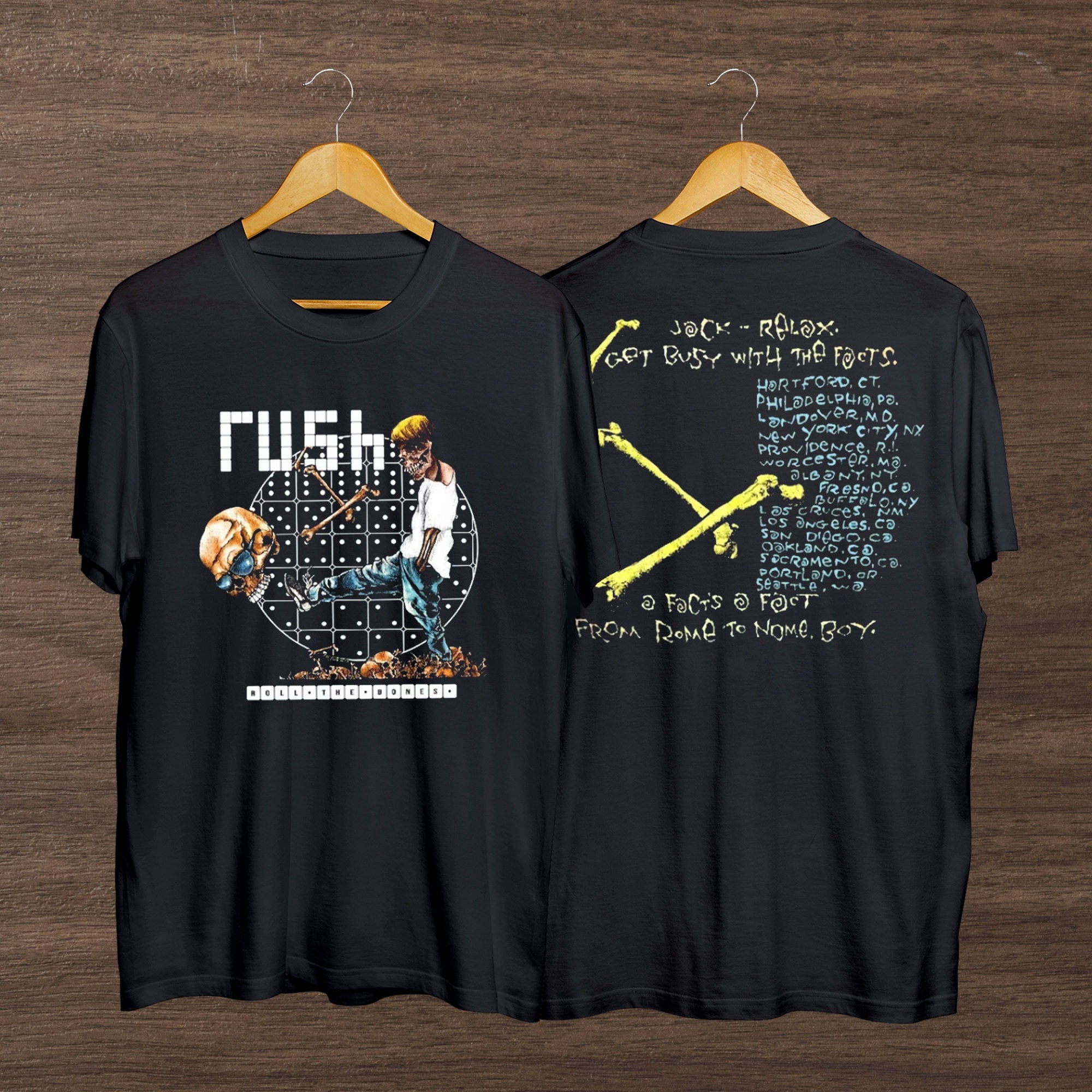 1991 Rush Rock Band Rolling the Bones Pushead Deadstock Tour 1991 T-Shirt