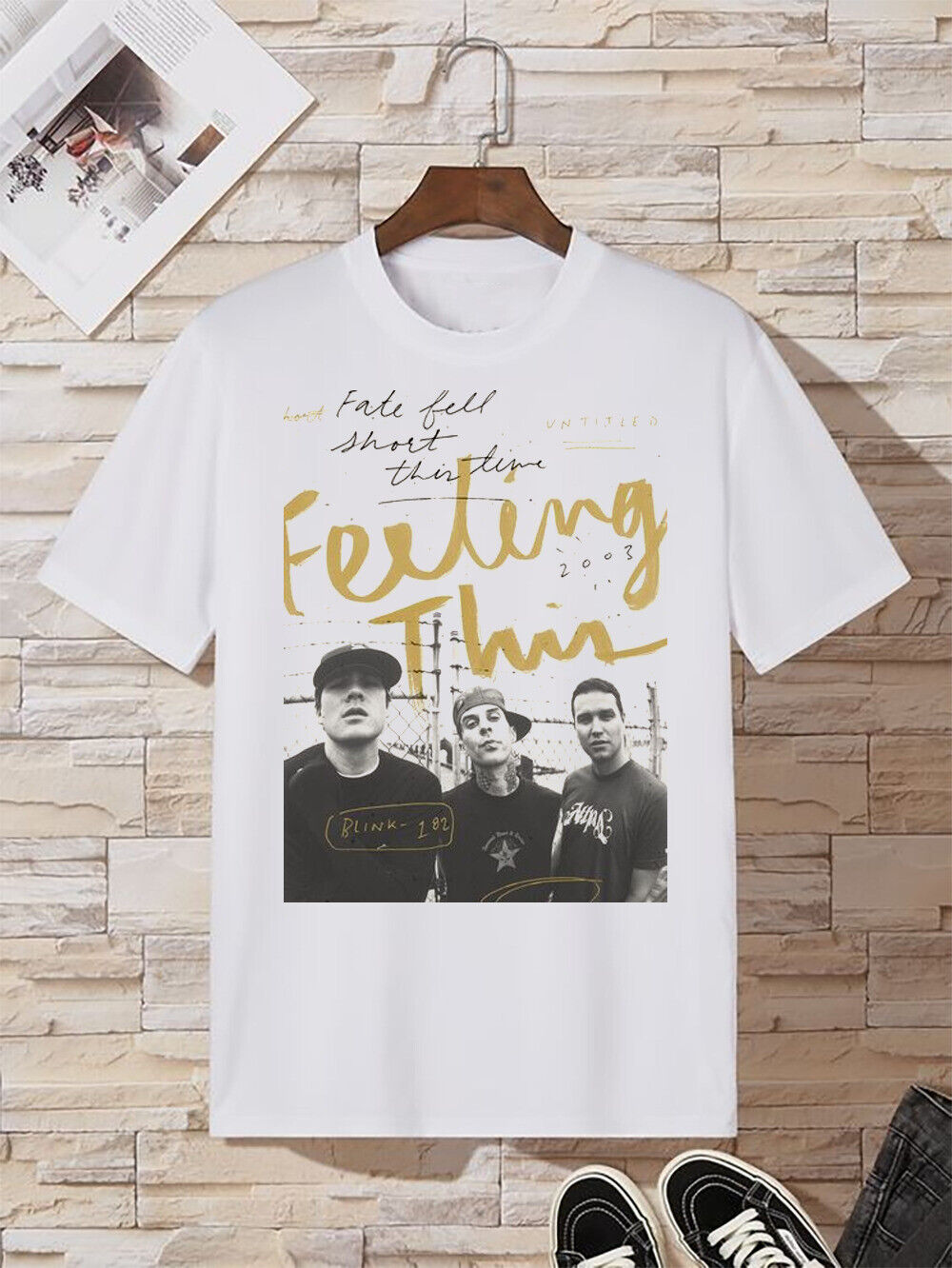 Hot Popular Blink182 Band Music T-Shirt Cotton White