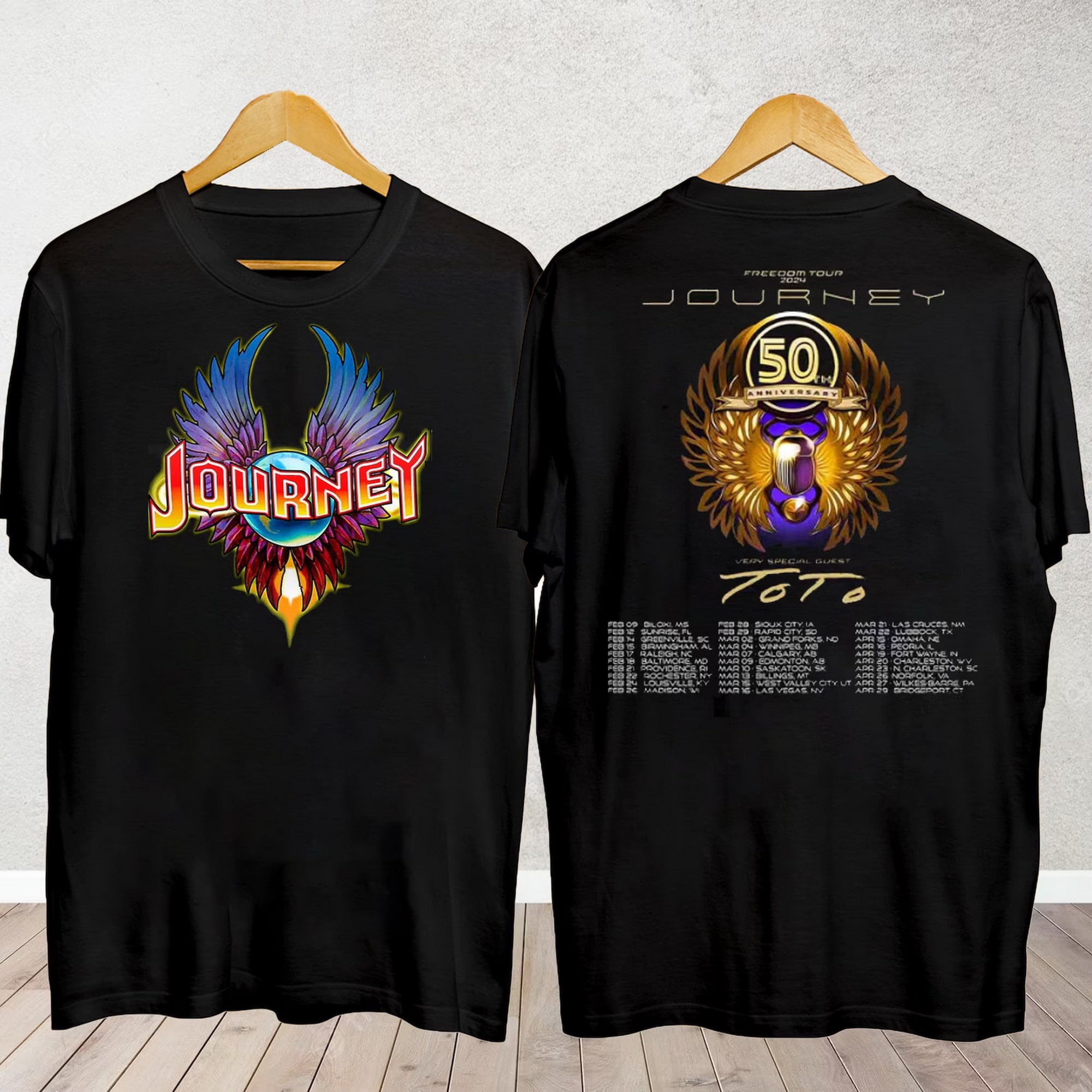 Journey 2024 Tour Freedom T-Shirt Toto Concert Shirt Fans Music Band