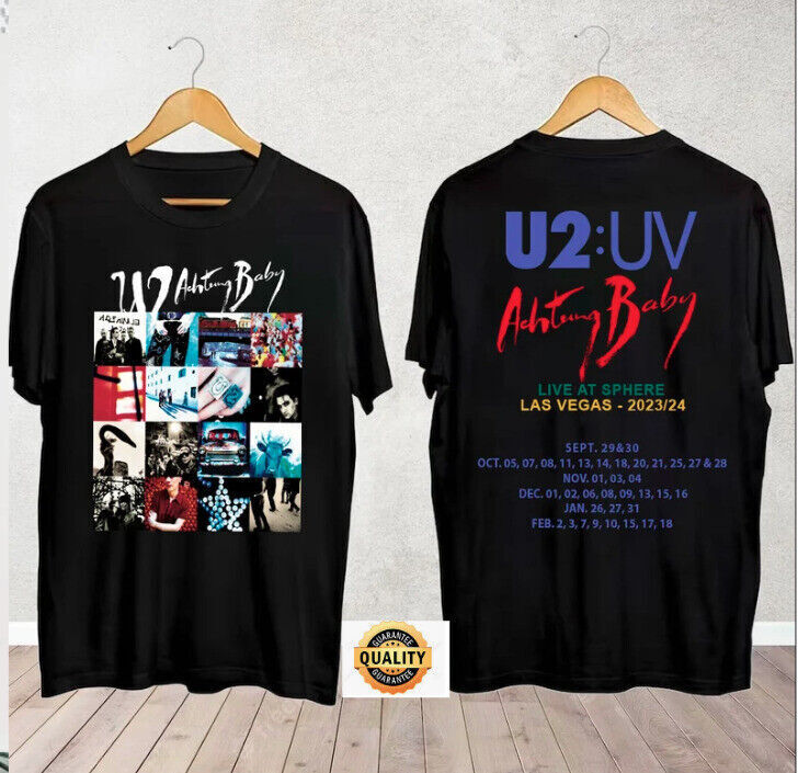 2024 Tour U2 Rock Band Achtung Baby Album T-Shirt Graphic Christmas Gift