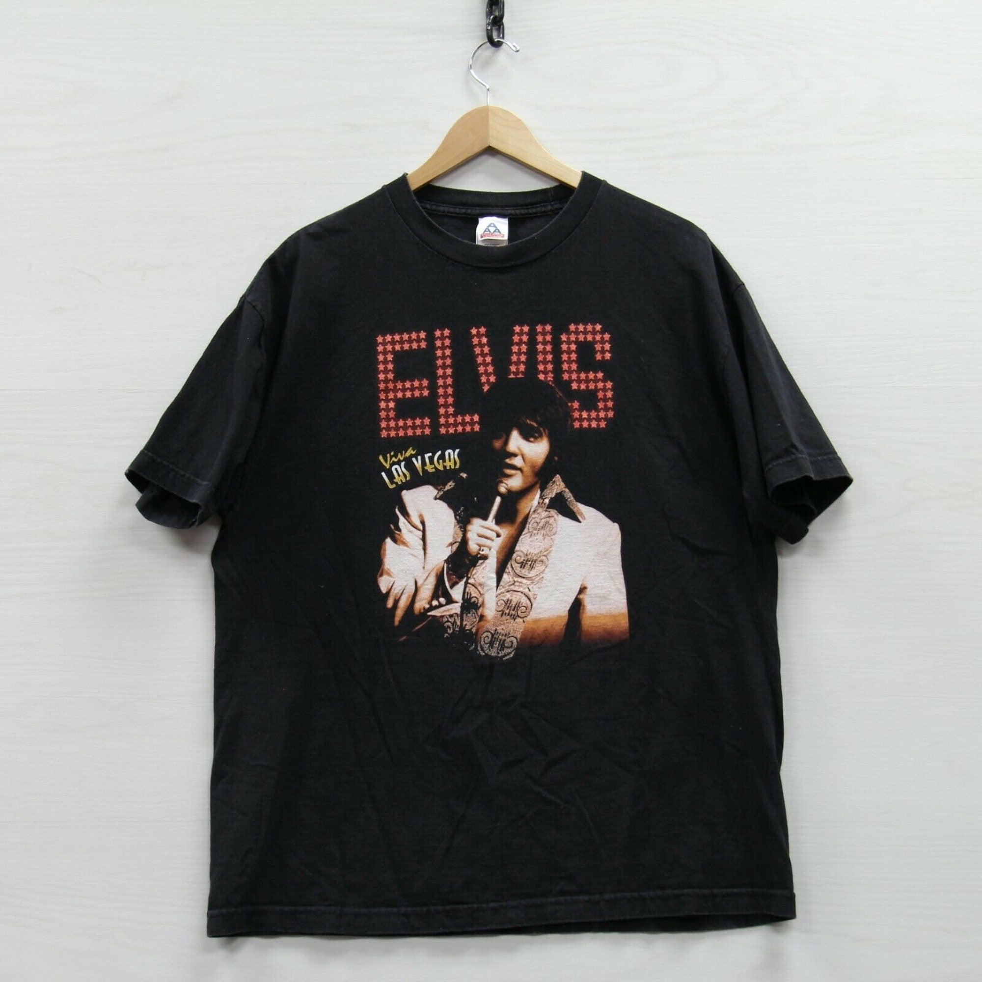 Vintage Elvis Presley Viva Las Vegas T-Shirt Size XL Black Rock N' Roll Music
