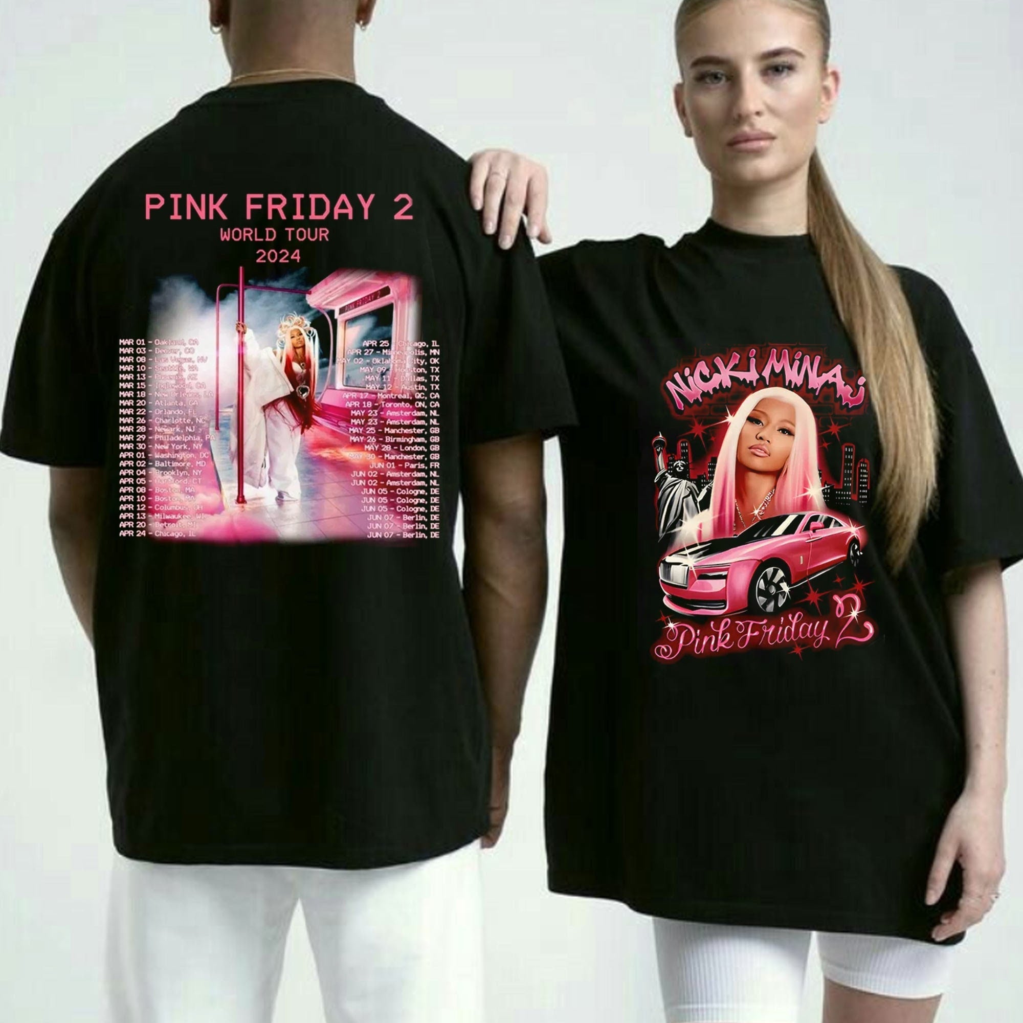 2 Sides Printed Pink Friday Tour 2024 T Shirt