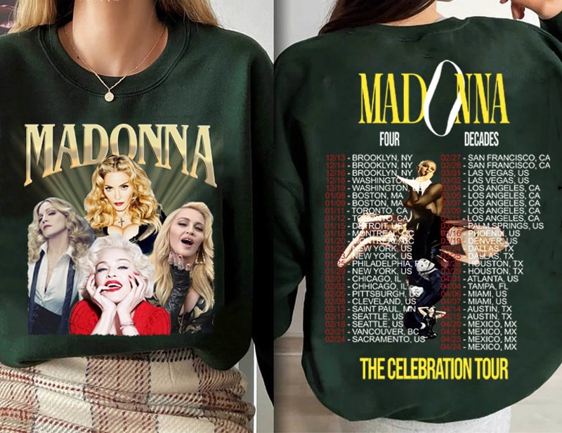 Vintage 90s Madonna Queen Music T-Shirt, Madonna The Celebration Tour 2024 Shirt