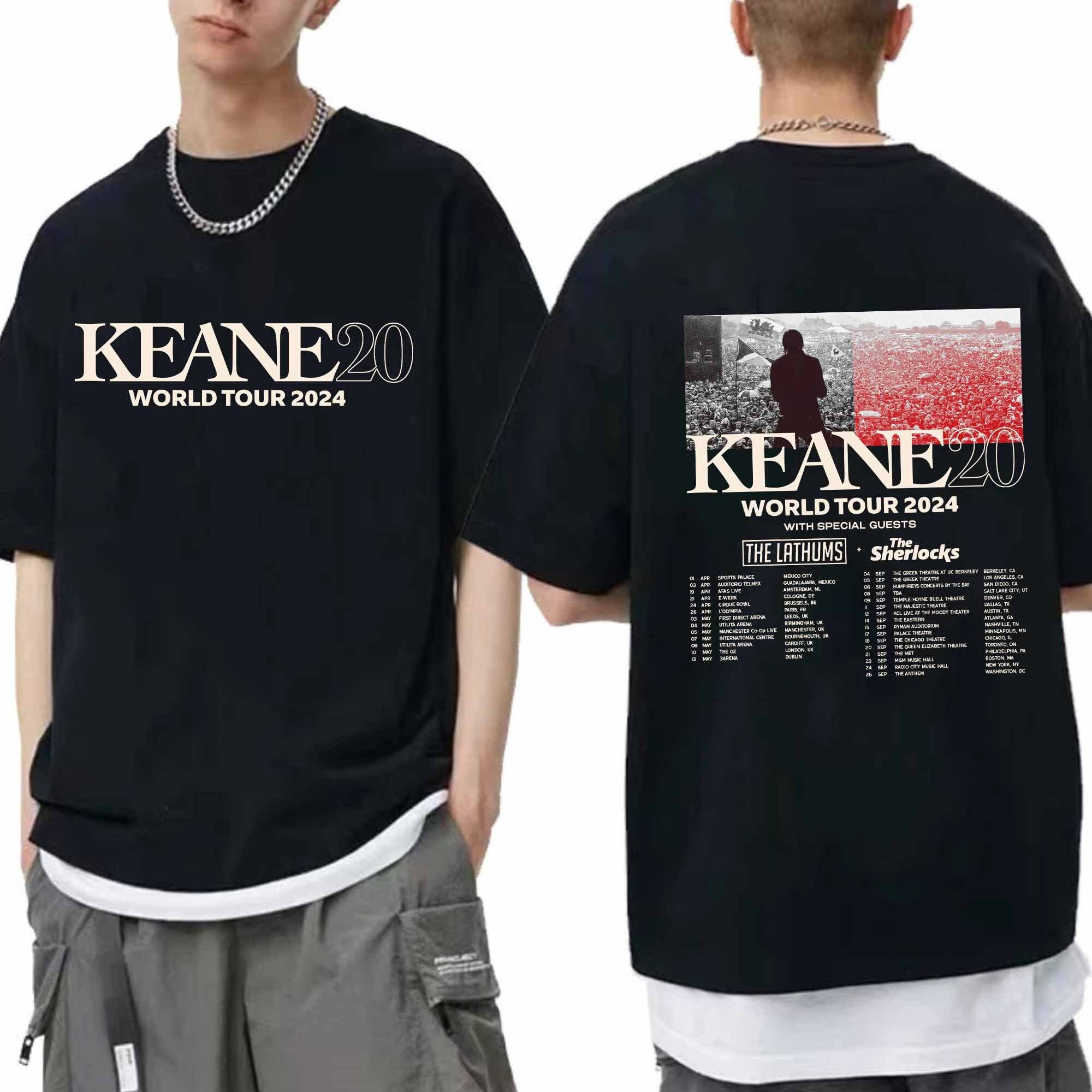 Keane Hopes and Fears 2024 Music Tour Double Sided Shirt