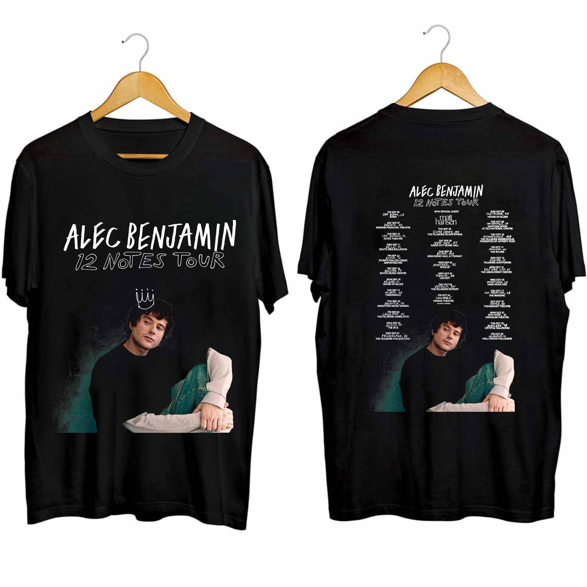 Alec Benjamin - 12 Notes Tour 2024 Shirt, Alec Benjamin Fan Shirt