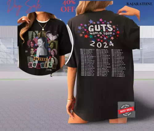 Guts Olivia Rodrigo Tour 2024 T-Shirt World Gift Music Concert Tee Fans Merch