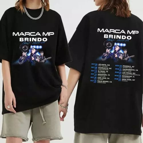 Marca MP Brindo Tour 2023 2024 Black T-Shirt Gift Fans Music
