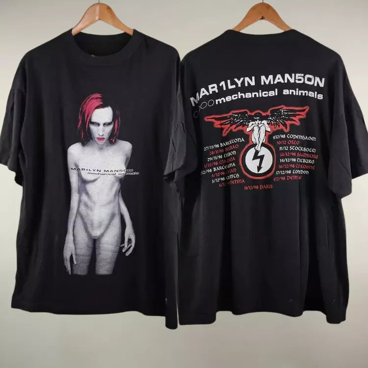 1998 Marilyn Manson Mechanical Animals Basic Black Unisex Tshirt