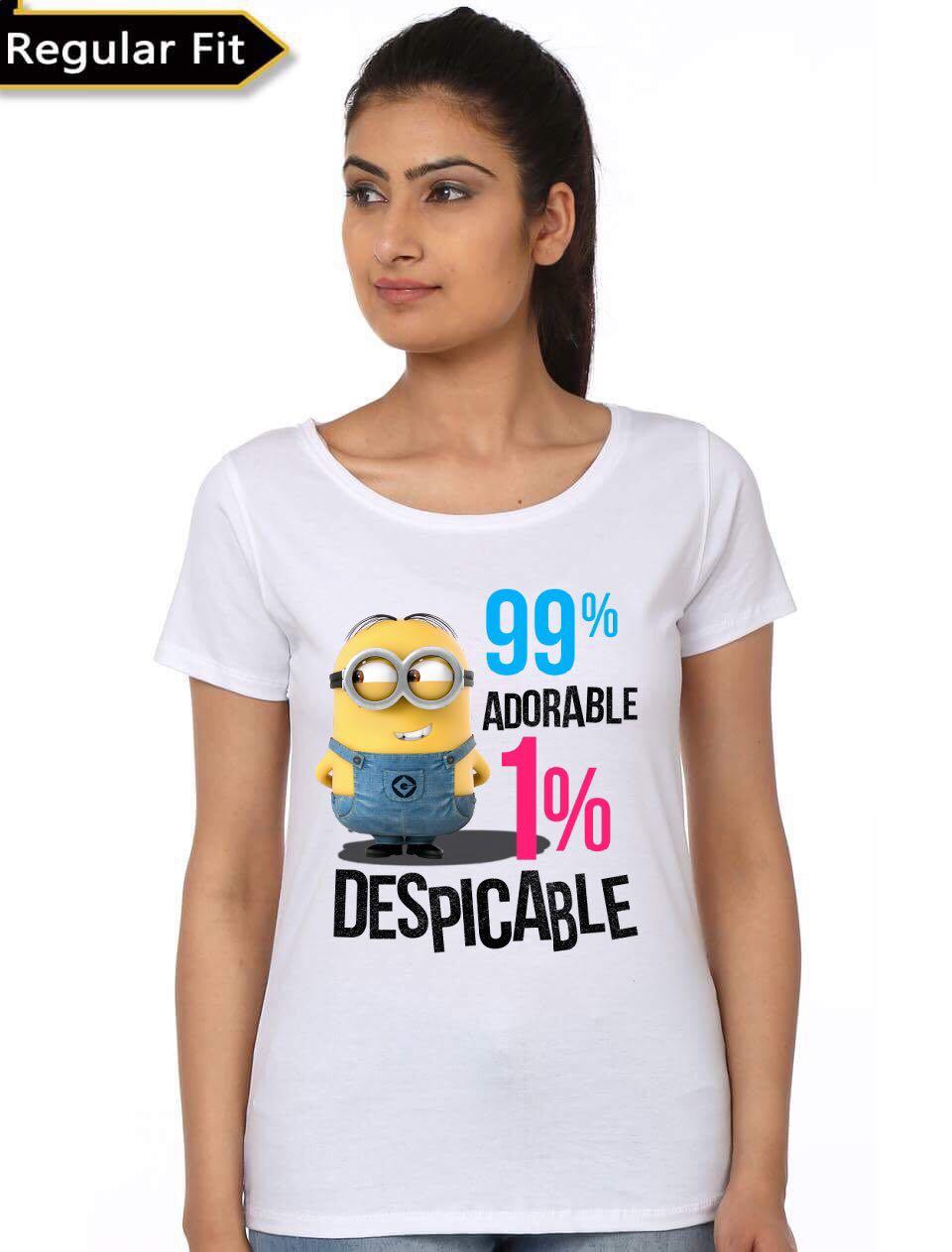 99% Adorable 1% Despicable Girls White T-Shirt