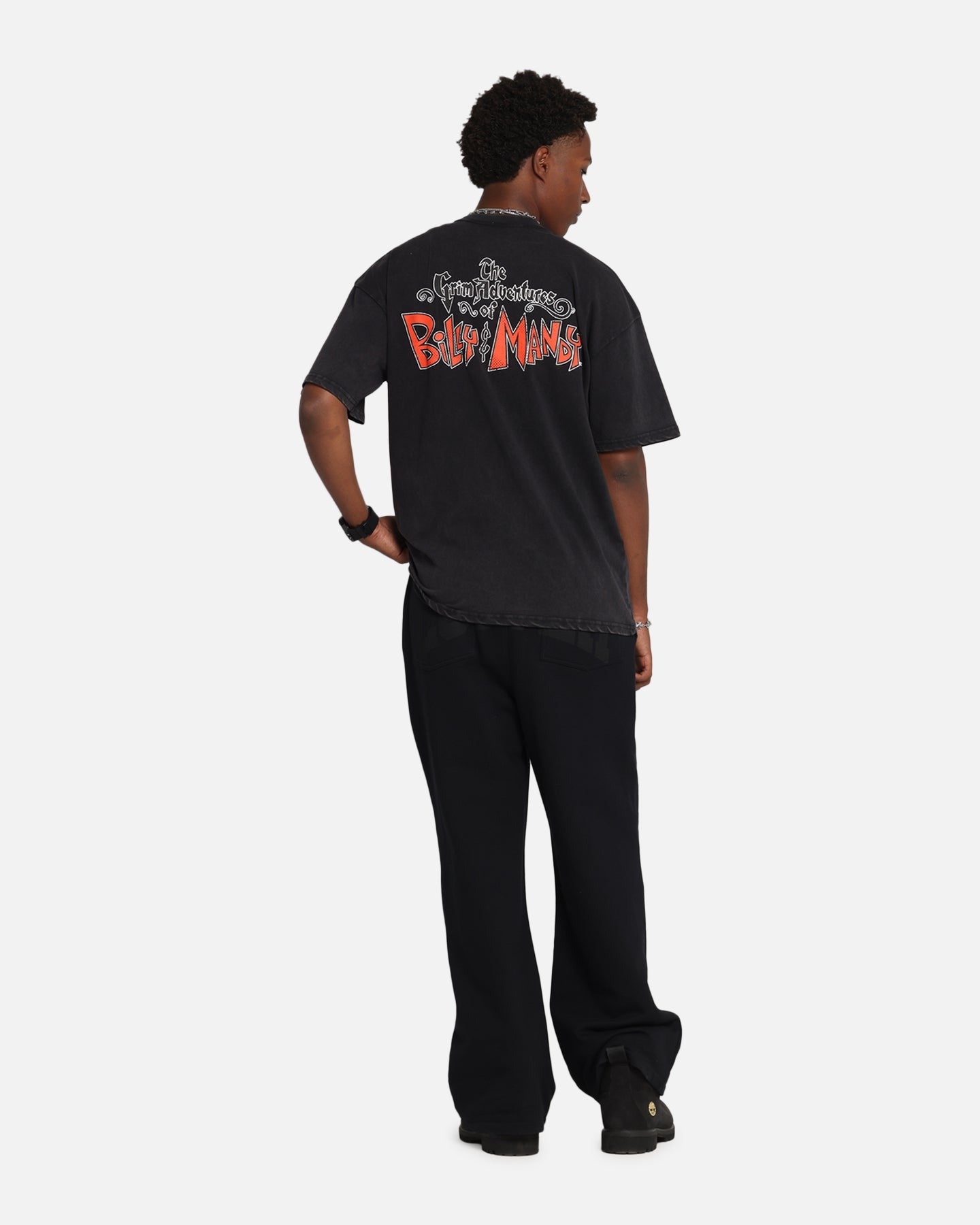 73 Studio X Cartoon Network Bill & Mandy Box Logo Vintage T-Shirt Black Acidwash