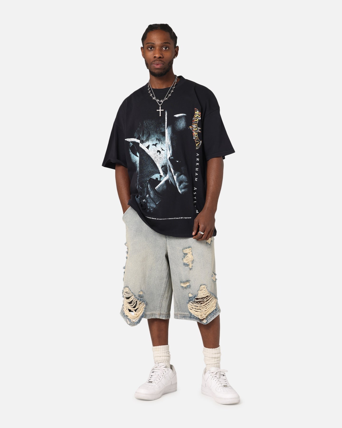 73 Studio X DC Batman Arkham Asylum Vintage T-Shirt Navy