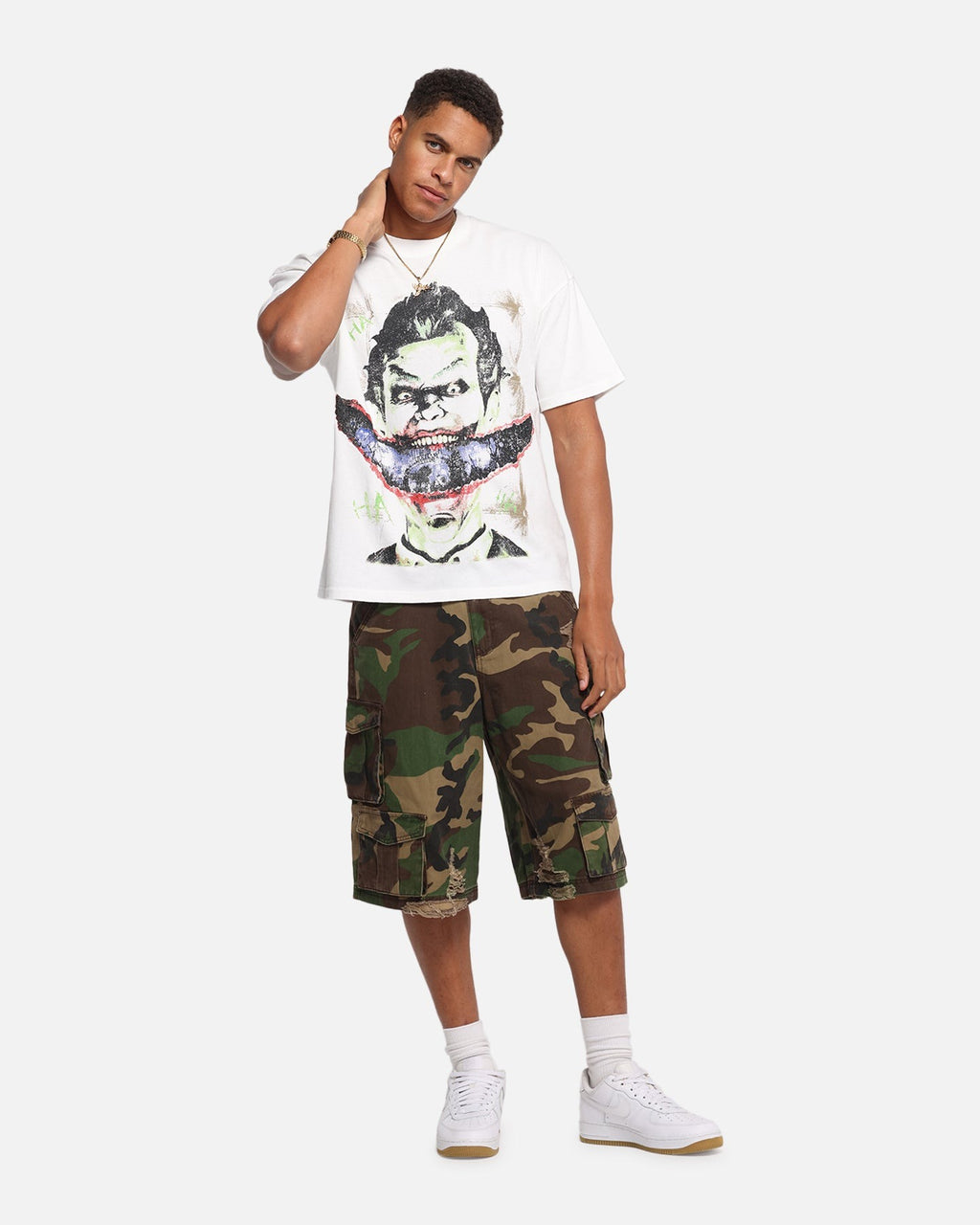 73 Studio X DC Batman Joker Arkham Asylum Vintage T-Shirt Off White