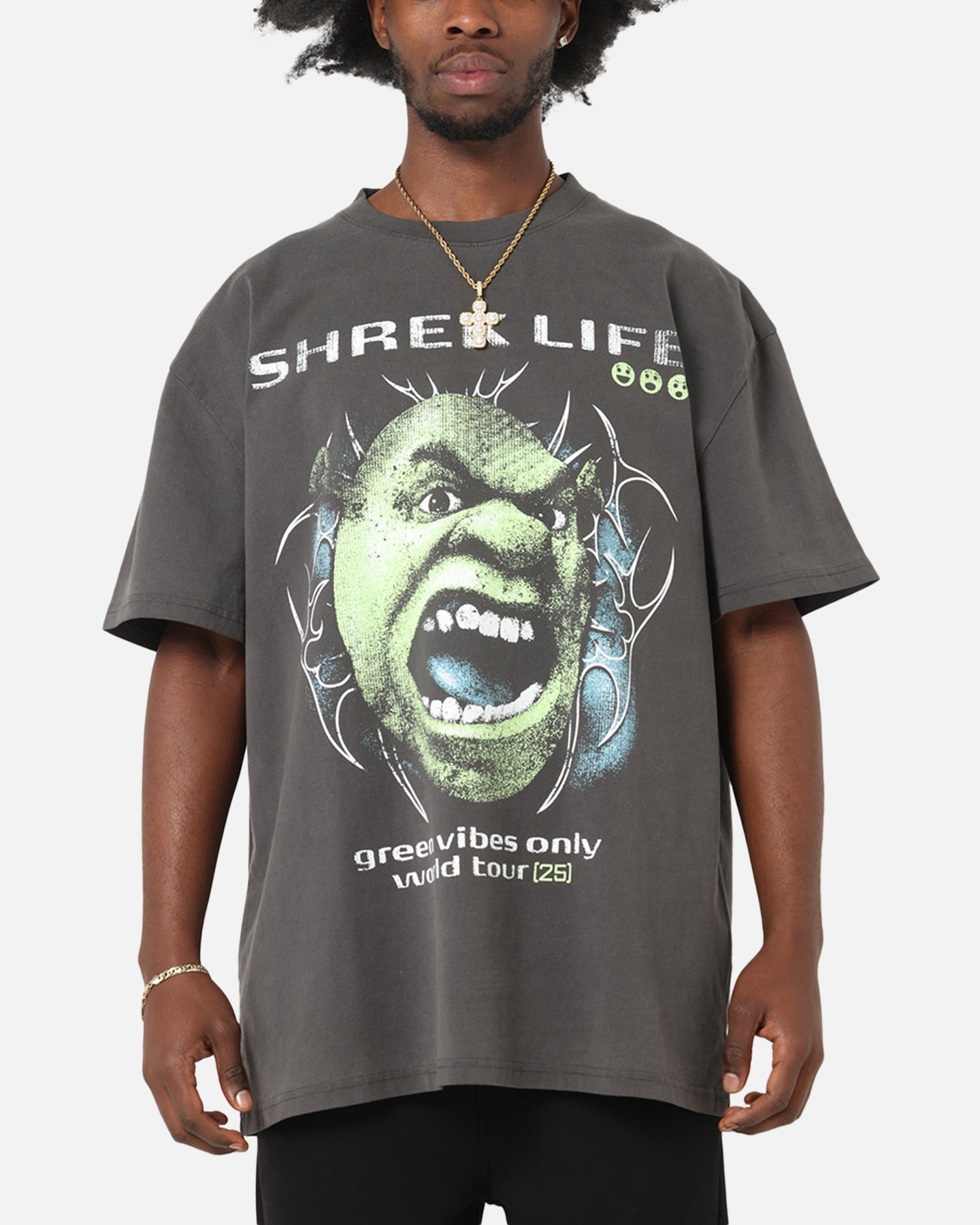 73 Studio X Shrek Rave Heavy T-Shirt Black Wash
