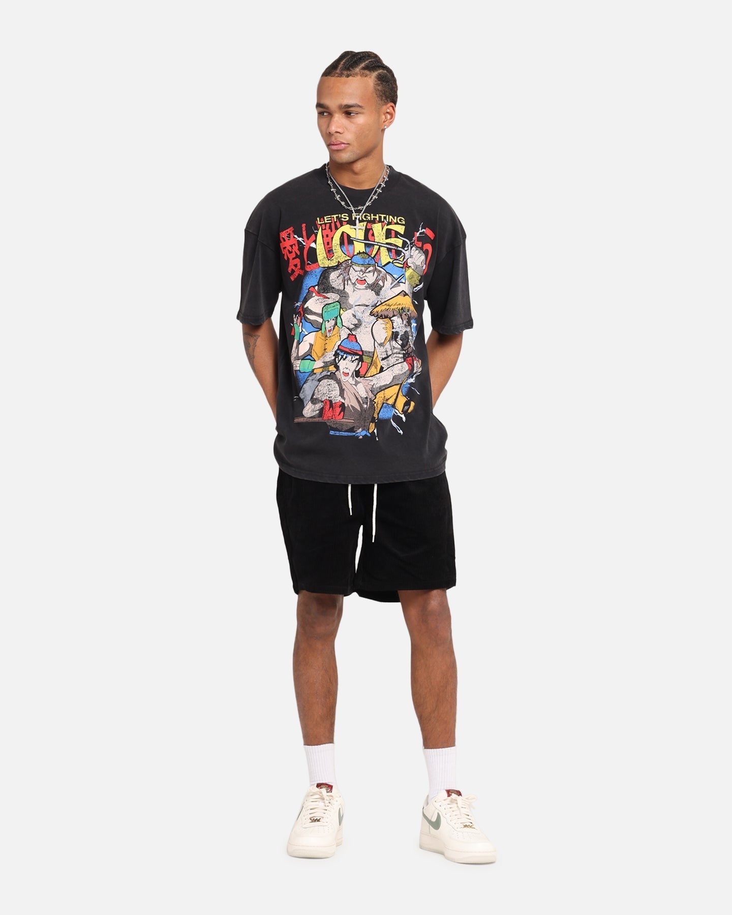 73 Studio X South Park Lets Fighting Love Vintage T-Shirt Black Acidwash