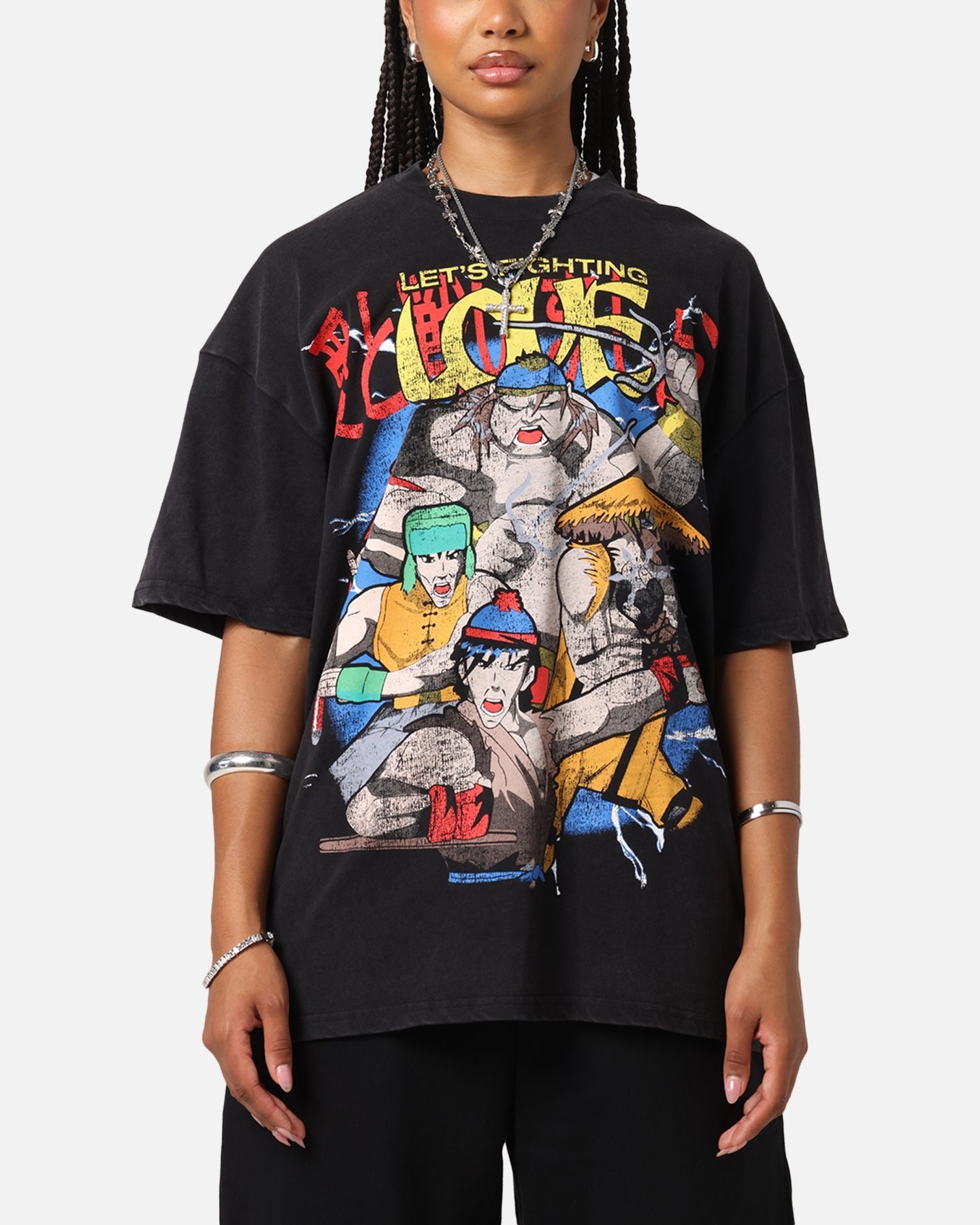 73 Studio X South Park Lets Fighting Love Vintage T-Shirt Black Acidwash Style001