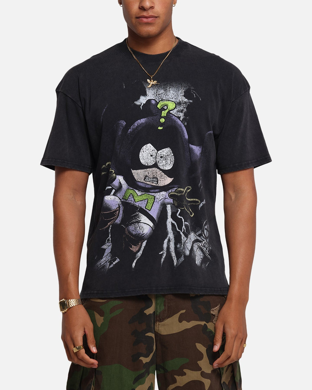 73 Studio X South Park Mysterion Vintage T-Shirt Black Acidwash