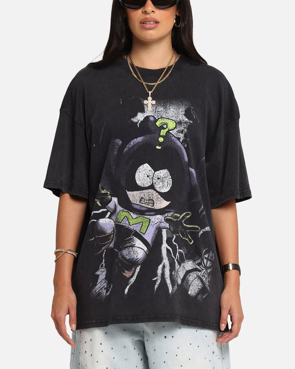 73 Studio X South Park Mysterion Vintage T-Shirt Black Acidwash Style001
