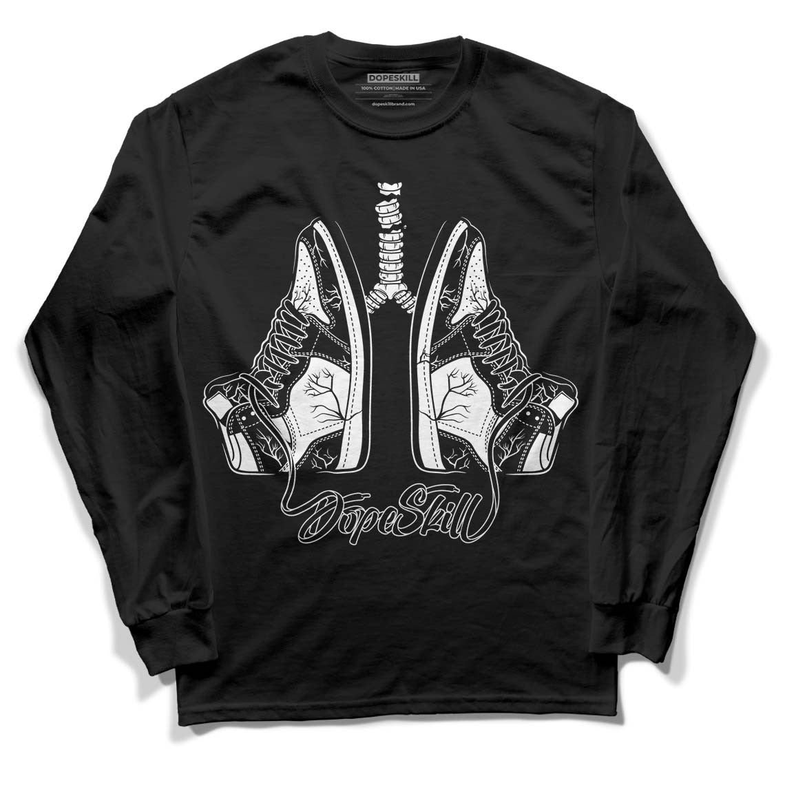 85 Black White 1s DopeSkill Long Sleeve T-Shirt Breathe Graphic