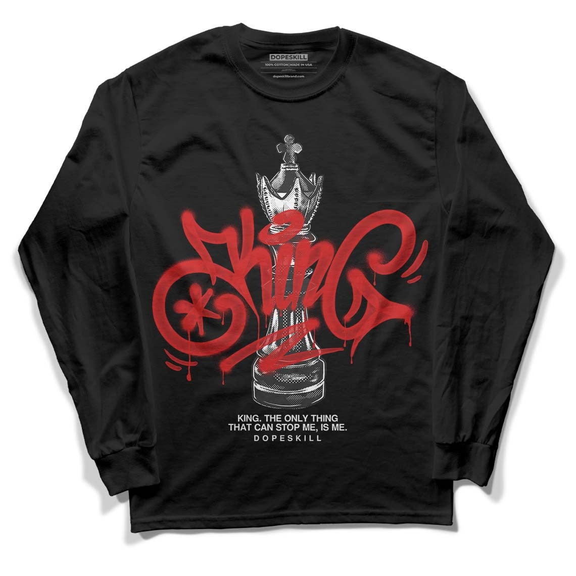 85 Black White 1s DopeSkill Long Sleeve T-Shirt King Chess Graphic