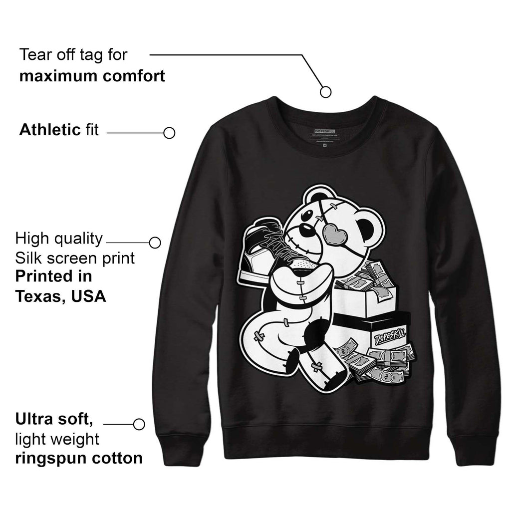 85 Black White 1s DopeSkill Sweatshirt Bear Steals Sneaker Graphic