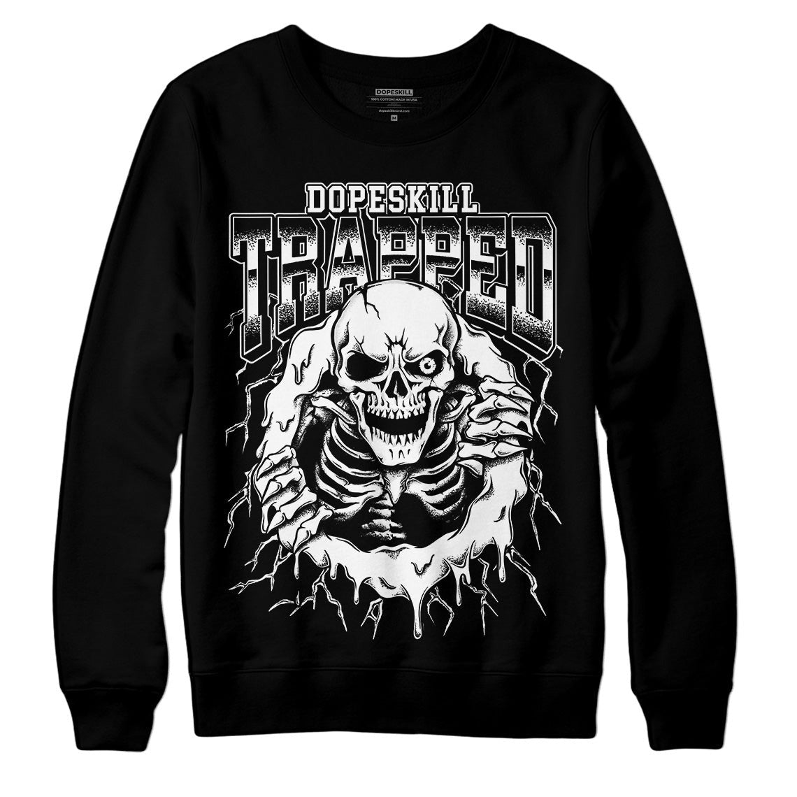 85 Black White 1s DopeSkill Sweatshirt Trapped Halloween Graphic