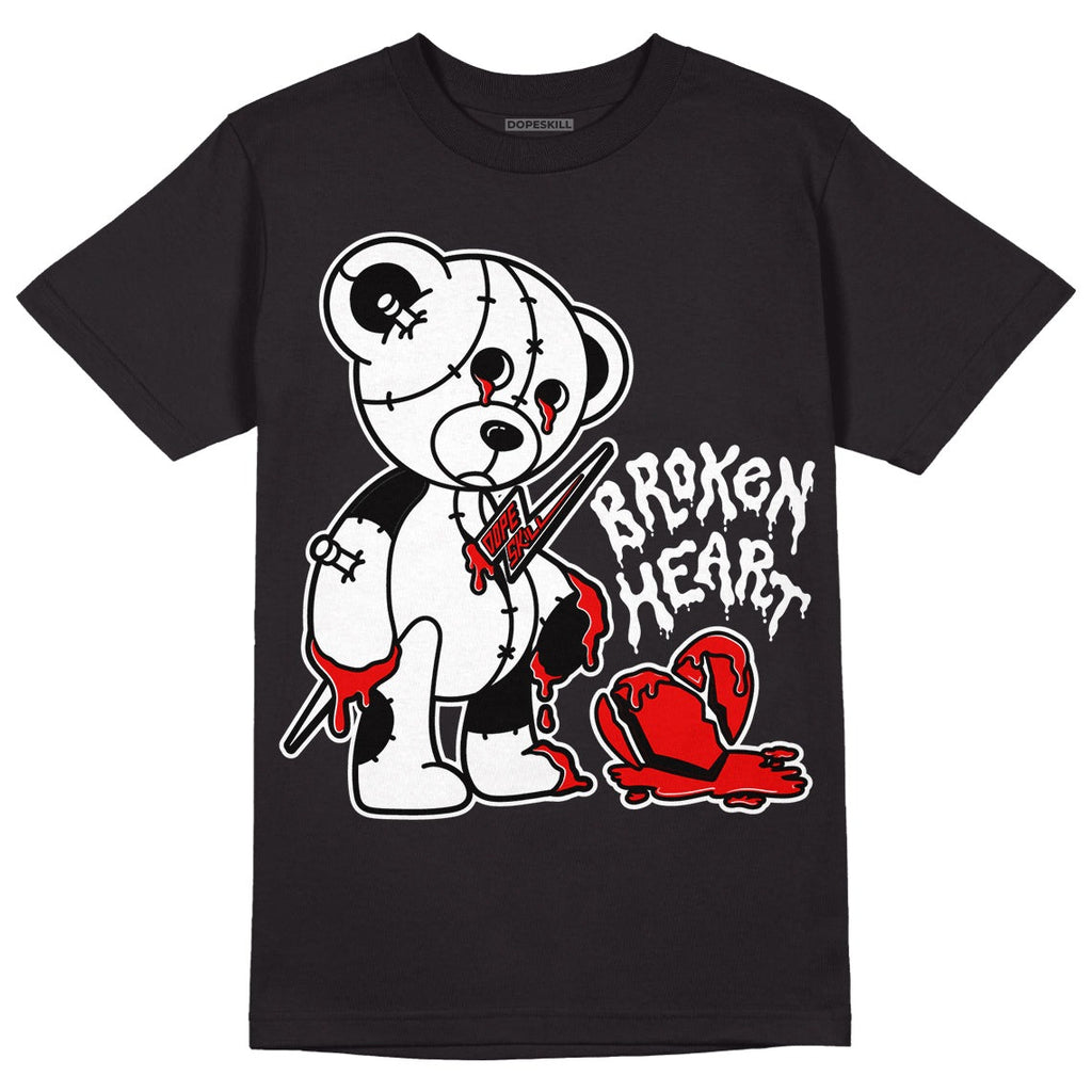 85 Black White 1s DopeSkill T-Shirt Broken Heart Graphic