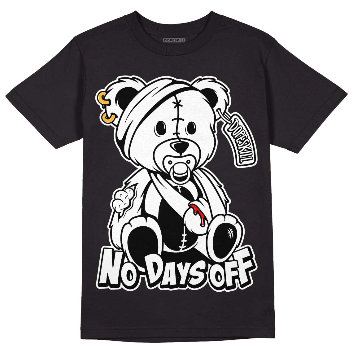 85 Black White 1s DopeSkill T-Shirt Hurt Bear Graphic