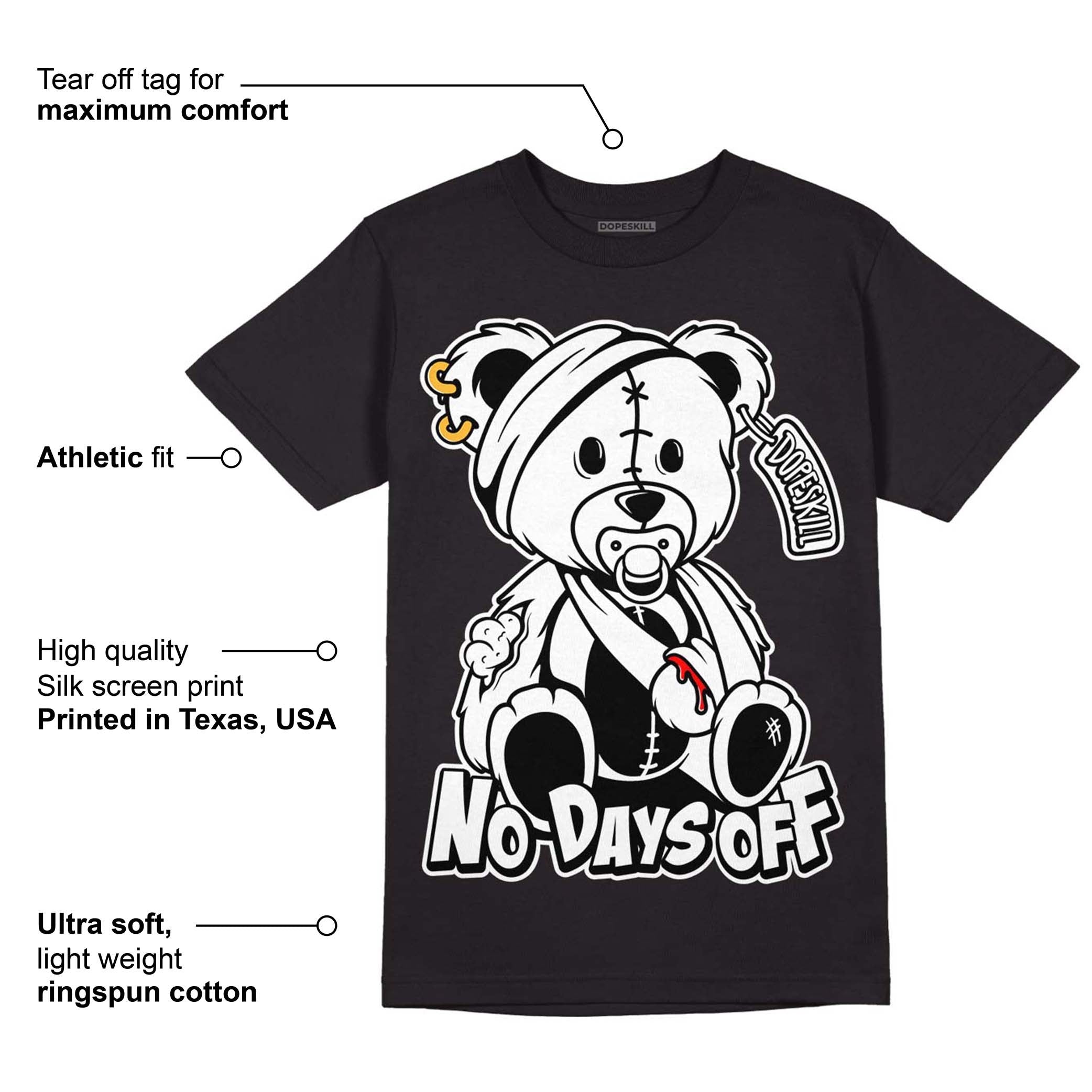 85 Black White 1s DopeSkill T-Shirt Hurt Bear Graphic