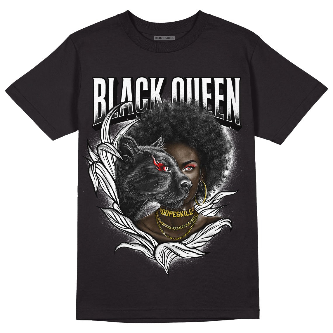 85 Black White 1s DopeSkill T-Shirt New Black Queen Graphic