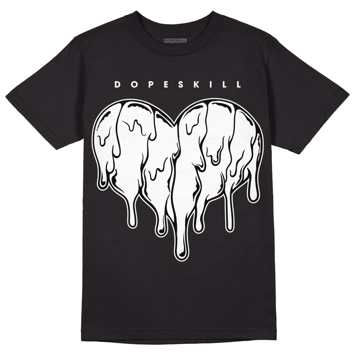 85 Black White 1s DopeSkill T-Shirt Slime Drip Heart Graphic