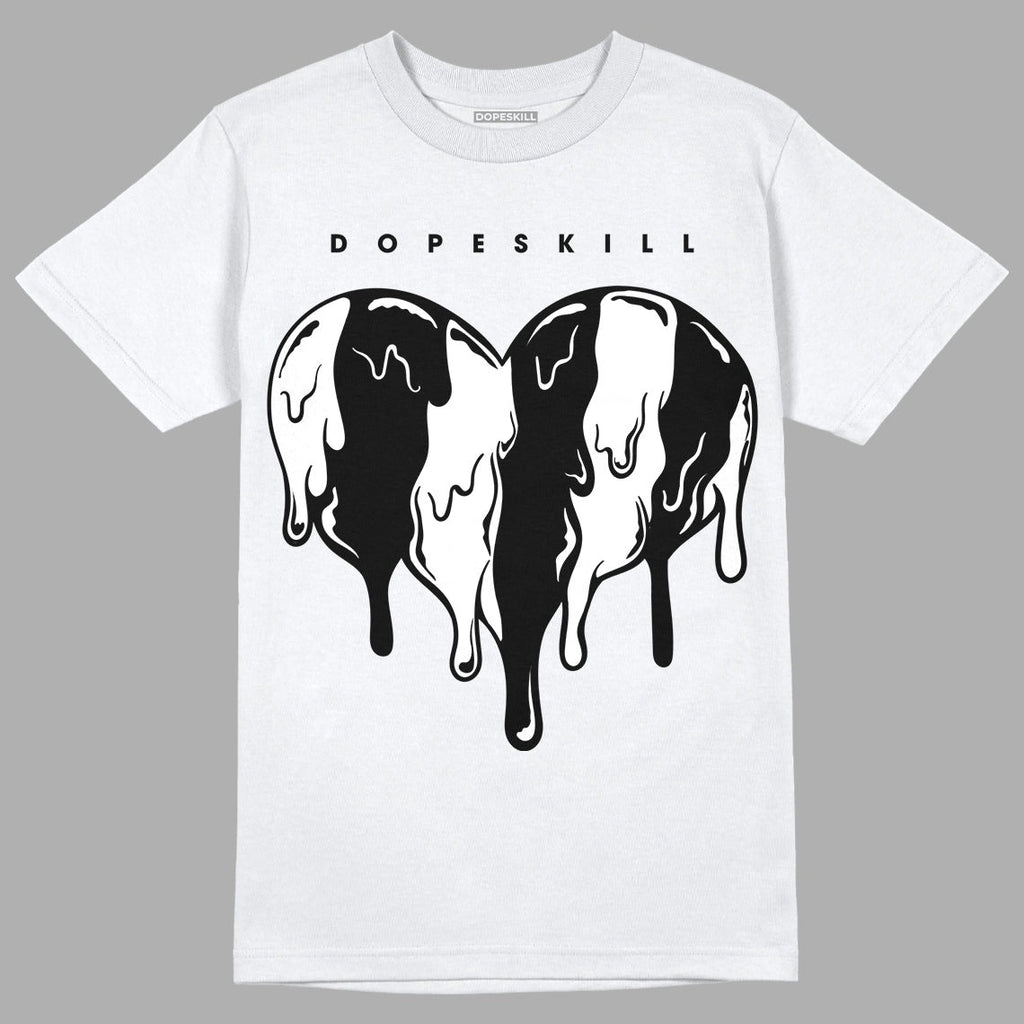 85 Black White 1s DopeSkill T-Shirt Slime Drip Heart Graphic