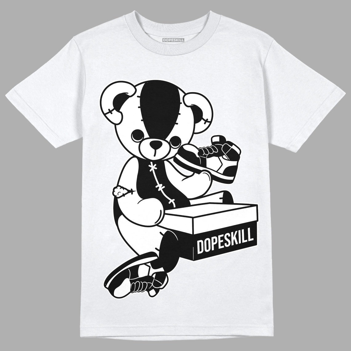 85 Black White 1s DopeSkill T-Shirt Sneakerhead BEAR Graphic