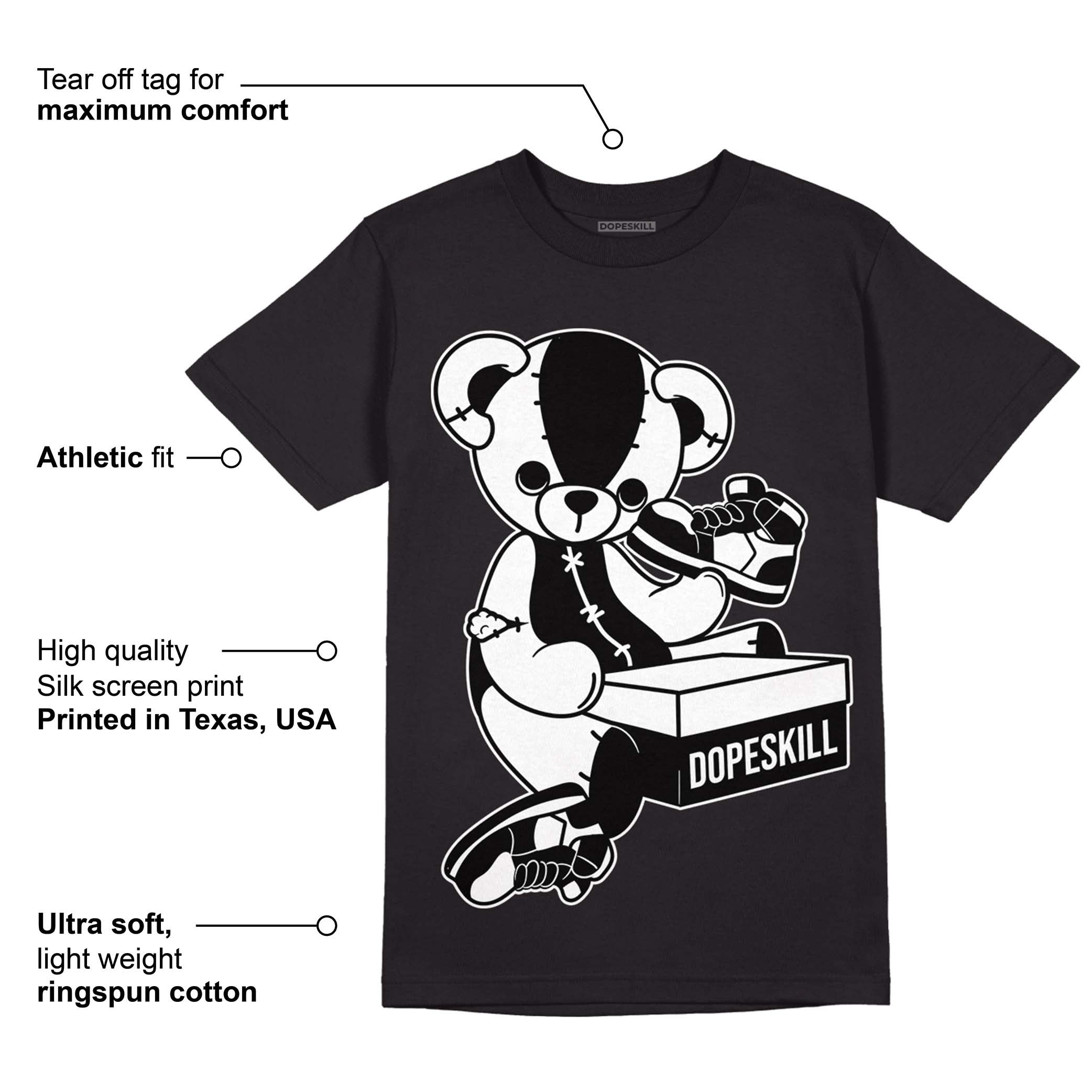 85 Black White 1s DopeSkill T-Shirt Sneakerhead BEAR Graphic